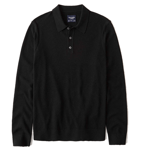 black long-sleeve polo shirt